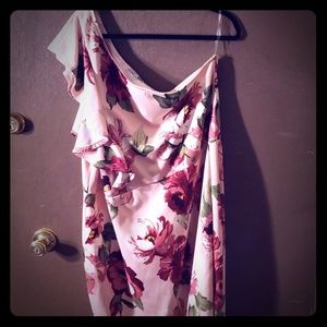 One Shoulder Blush Flower Dress